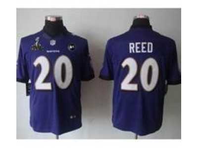 2013 Nike Super Bowl XLVII NFL Baltimore Ravens #20 Ed Reed purple jerseys(Limited Art Patch)