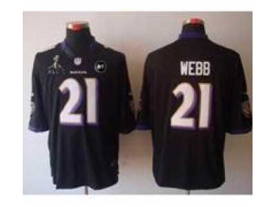 2013 Nike Super Bowl XLVII NFL Baltimore Ravens #21 webb black jerseys(Limited Art Patch)