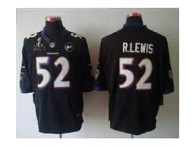 2013 Nike Super Bowl XLVII NFL Baltimore Ravens #52 Ray Lewis Black jerseys(Limited Art Patch)