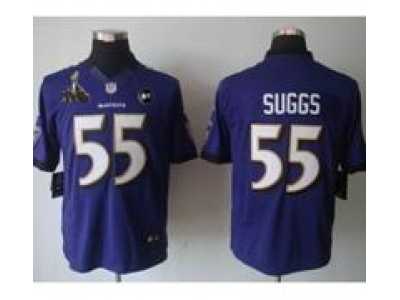 2013 Nike Super Bowl XLVII NFL Baltimore Ravens #55 Terrell Suggs purple jerseys(Limited Art Patch)