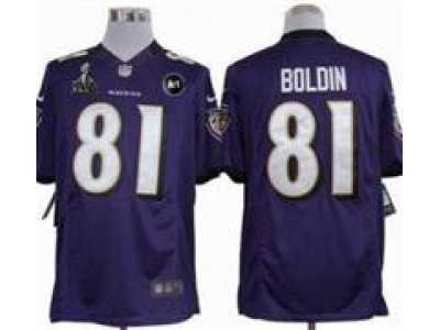 2013 Nike Super Bowl XLVII NFL Baltimore Ravens #81 Anquan Boldin purple jerseys(Limited Art Patch)