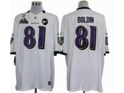 2013 Nike Super Bowl XLVII NFL Baltimore Ravens #81 Anquan Boldin white jerseys(Limited Art Patch)