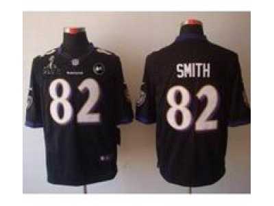 2013 Nike Super Bowl XLVII NFL Baltimore Ravens #82 Torrey Smith black jerseys(Limited Art Patch)