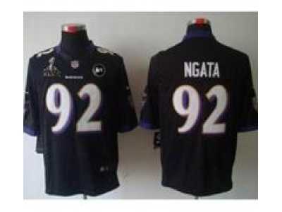 2013 Nike Super Bowl XLVII NFL Baltimore Ravens #92 Haloti Ngata black jerseys(Limited Art Patch)
