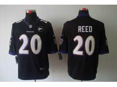 Nike Baltimore Ravens #20 Ed Reed black jerseys[Limited Art Patch]