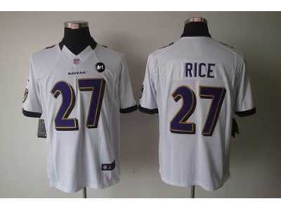 Nike Baltimore Ravens #27 ray rice white jerseys[Limited Art Patch]