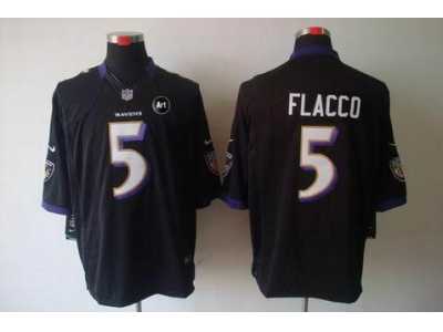 Nike Baltimore Ravens #5 Joe Flacco black jerseys[Limited Art Patch]