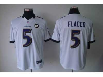Nike Baltimore Ravens #5 Joe Flacco white jerseys[Limited Art Patch]