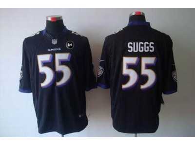Nike Baltimore Ravens #55 Terrell Suggs black jerseys[Limited Art Patch]