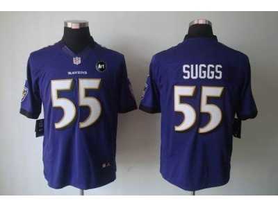 Nike Baltimore Ravens #55 Terrell Suggs purple jerseys[Limited Art Patch]