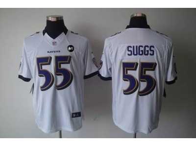 Nike Baltimore Ravens #55 Terrell Suggs white jerseys[Limited Art Patch]