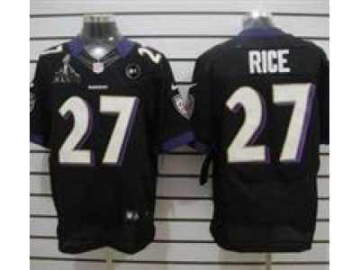 2013 Nike Super Bowl XLVII NFL Baltimore Ravens #27 Ray Rice black jerseys(Elite Art Patch)