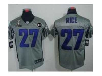2013 Nike Super Bowl XLVII NFL Baltimore Ravens #27 Ray Rice grey jerseys(Elite shadow Art Patch)