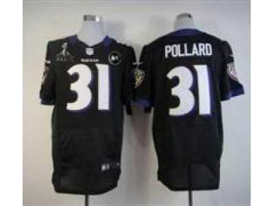 2013 Nike Super Bowl XLVII NFL Baltimore Ravens #31 Bernard pollard black jerseys(Elite Art Patch)