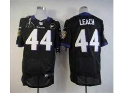 2013 Nike Super Bowl XLVII NFL Baltimore Ravens #44 leach black jerseys(Elite Art Patch)