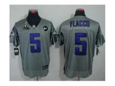 2013 Nike Super Bowl XLVII NFL Baltimore Ravens #5 flacco grey jerseys(Elite shadow Art Patch)