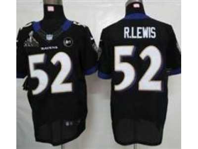 2013 Nike Super Bowl XLVII NFL Baltimore Ravens #52 Ray Lewis black jerseys(Elite Art Patch)