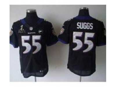 2013 Nike Super Bowl XLVII NFL Baltimore Ravens #55 suggs black jerseys(Elite Art Patch)