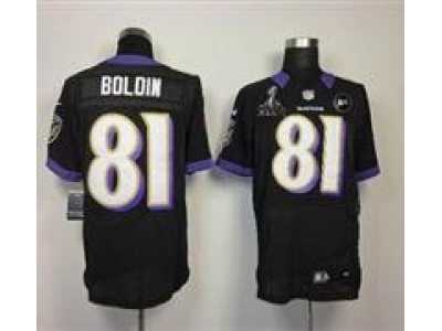2013 Nike Super Bowl XLVII NFL Baltimore Ravens #81 Anquan Boldin black jerseys(Elite Art Patch)