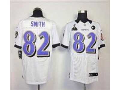 2013 Nike Super Bowl XLVII NFL Baltimore Ravens #82 Torrey Smith white jerseys(Elite Art Patch)