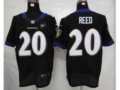 Nike Baltimore Ravens #20 Ed Reed white black jerseys[Elite Art Patch]