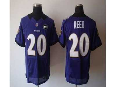 Nike Baltimore Ravens #20 Ed Reed white purple jerseys[Elite Art Patch]