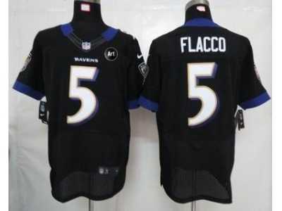 Nike Baltimore Ravens #5 flacco black jerseys[Elite Art Patch]