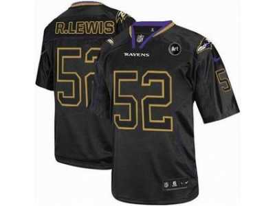 Nike Baltimore Ravens #52 r.lewis black jerseys[Elite Lights Out Art Patch]