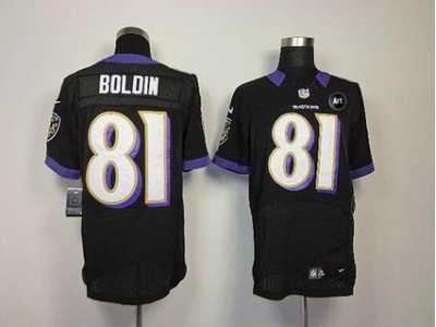 Nike Baltimore Ravens #81 Anquan Boldin black jerseys[Elite Art Patch]
