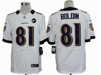 Nike Baltimore Ravens #81 Anquan Boldin white jerseys[Elite Art Patch]
