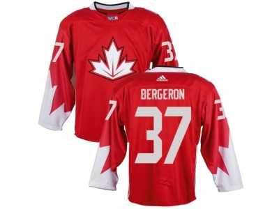 Men Adidas Team Canada #37 Patrice Bergeron Red 2016 World Cup Ice Hockey Jersey