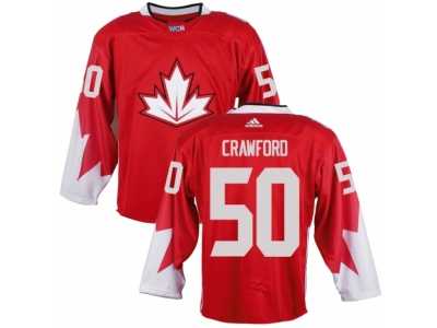 Men Adidas Team Canada #50 Corey Crawford Red 2016 World Cup Ice Hockey Jersey