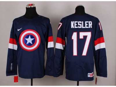 NHL Olympic Team USA #17 Ryan Kesler Navy Blue Captain America Fashion Stitched Jerseys