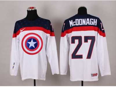 NHL Olympic Team USA #27 Ryan McDonagh white Captain America Fashion Stitched Jerseys