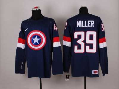 NHL Olympic Team USA #39 Ryan Miller Navy Blue Captain America Fashion Stitched Jerseys