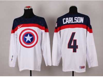 NHL Olympic Team USA #4 John Carlson white Captain America Fashion Stitched Jerseys