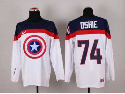 NHL Olympic Team USA #74 T. J. Oshie white Captain America Fashion Stitched Jerseys
