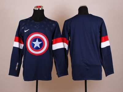 NHL Olympic Team USA Blank Navy Blue Captain America Fashion Stitched Jerseys
