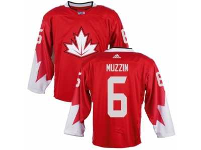 Youth Adidas Team Canada #6 Jake Muzzin Premier Red Away 2016 World Cup Ice Hockey Jersey
