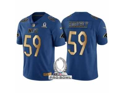 Men Carolina Panthers #59 Luke Kuechly NFC 2017 Pro Bowl Blue Gold Limited Jersey