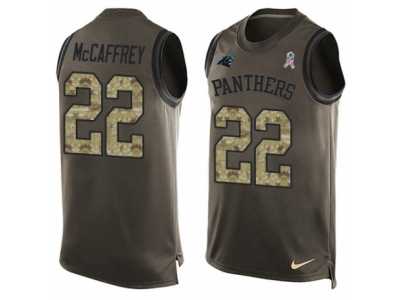 Men's Nike Carolina Panthers #22 Christian McCaffrey Limited Green Salute to Service Tank Top NFL Jersey