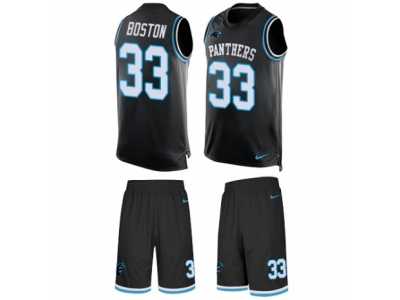 Men's Nike Carolina Panthers #33 Tre Boston Limited Black Tank Top Suit NFL Jersey