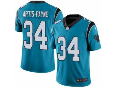 Men's Nike Carolina Panthers #34 Cameron Artis-Payne Limited Blue Rush NFL Jersey