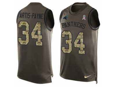 Men's Nike Carolina Panthers #34 Cameron Artis-Payne Limited Green Salute to Service Tank Top NFL Jersey