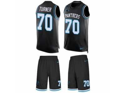 Men's Nike Carolina Panthers #70 Trai Turner Limited Black Tank Top Suit NFL Jersey