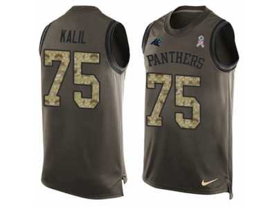 Men's Nike Carolina Panthers #75 Matt Kalil Limited Green Salute to Service Tank Top NFL Jersey