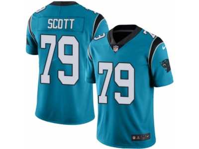 Men's Nike Carolina Panthers #79 Chris Scott Limited Blue Rush NFL Jersey