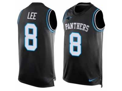 Men's Nike Carolina Panthers #8 Andy Lee Limited Black Player Name & Number Tank Top NFL Jersey