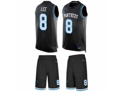 Men's Nike Carolina Panthers #8 Andy Lee Limited Black Tank Top Suit NFL Jersey