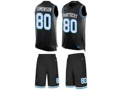 Men's Nike Carolina Panthers #80 Scott Simonson Limited Black Tank Top Suit NFL Jersey
